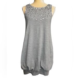 BCBG Max Azria Bubble Dress Gray Sequin With Pockets Wool Blend Women’s size XS